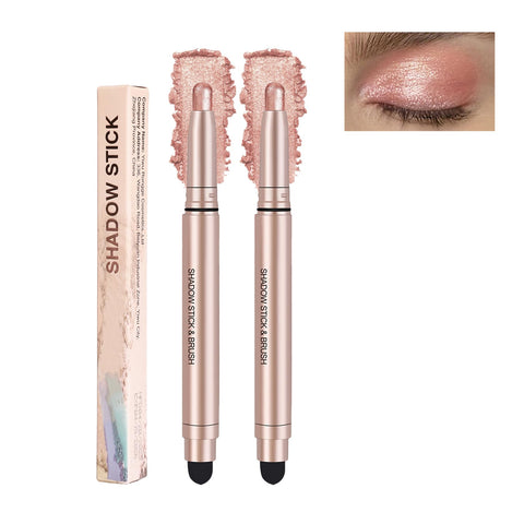 QIUFSSE Rose Gold Eyeshadow Stick,2PCS Shimmer Eyeshadow Stick Cream Eye Shadow Sticks with Soft Smudger Long Lasting Eye Shadow Pencils Eye Shadow Makeup (05 Rose Gold)
