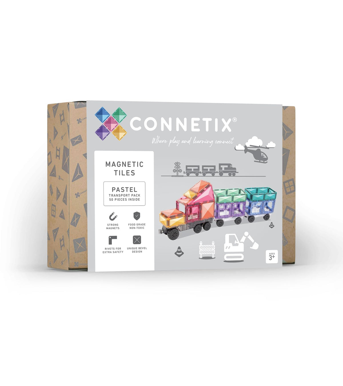 Connetix Pastel Transport Pack, 50 Pieces