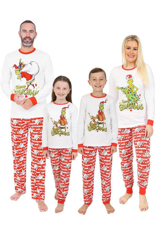 The Grinch Grinchmas Matching Family Christmas Long Pyjamas (Small) White
