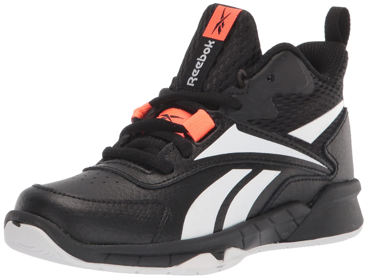 Reebok Boy's More Buckets Baseball Shoe, Black/White/Orange Flare, 5 Little Kid