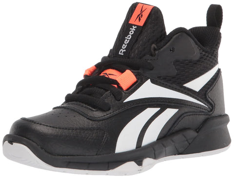 Reebok Boy's More Buckets Baseball Shoe, Black/White/Orange Flare, 5 Little Kid