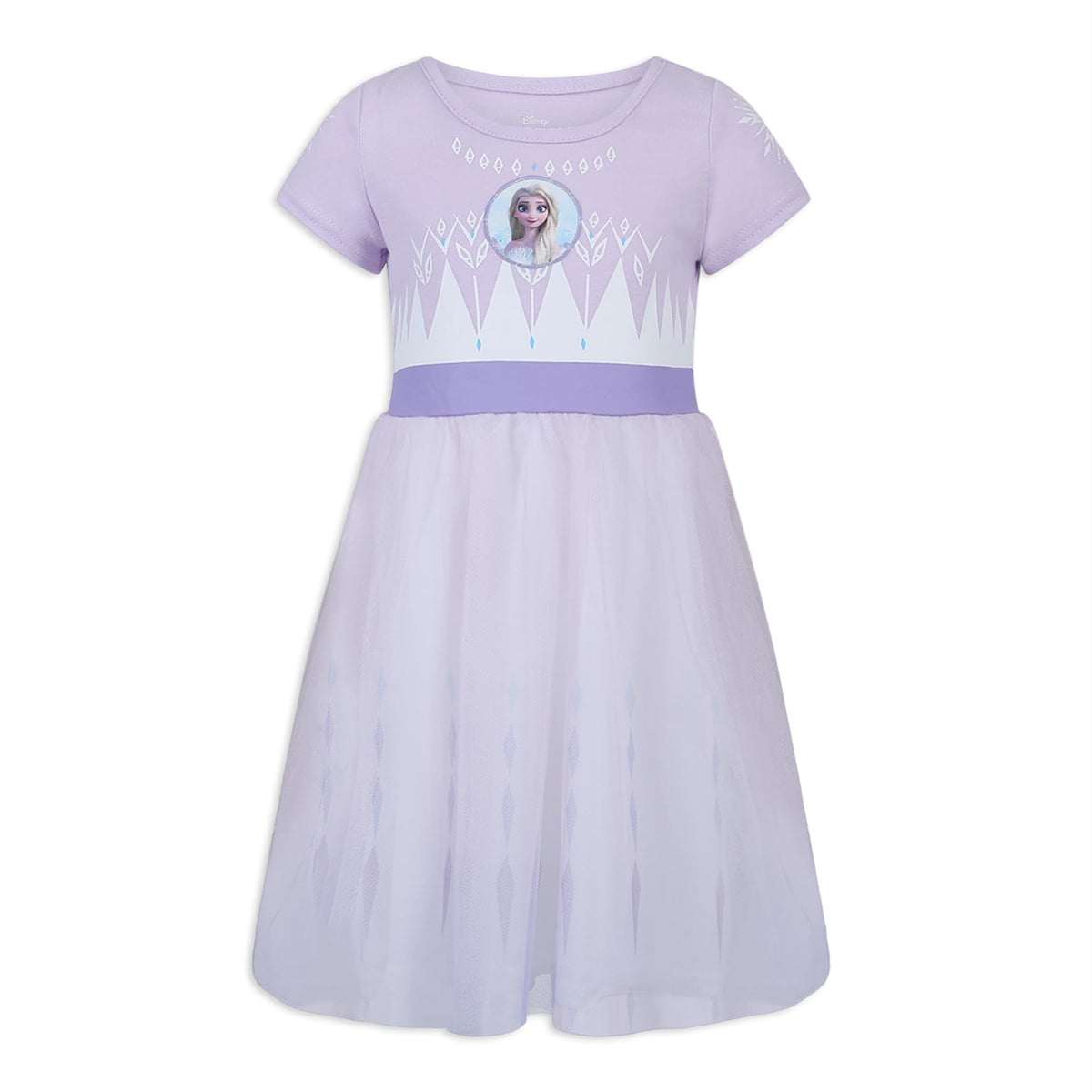 Disney Frozen II Dress for Girls, Elsa Snowflake Princess Dress, White/Pink/Lilac, Size 2T