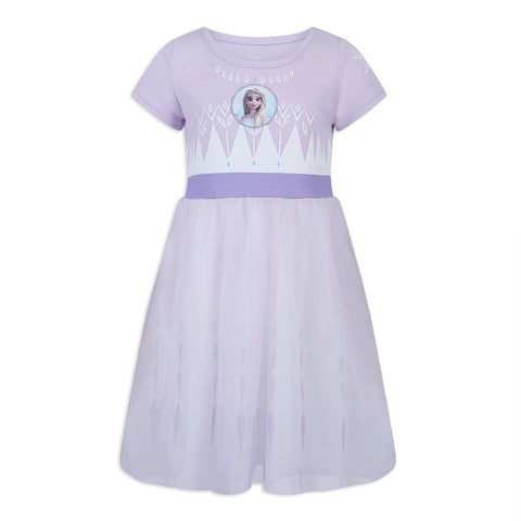 Disney Frozen II Dress for Girls, Elsa Snowflake Princess Dress, White/Pink/Lilac, Size 2T