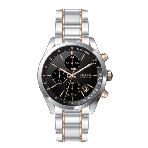 BOSS Chronograph Quartz Watch for men GRAND PRIX Collection with Leather strap or Stainless Steel Bracelet