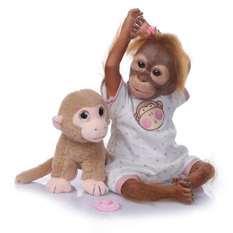 TERABITHIA 21inch 52CM So Truly Hand Detailed Painting Reborn Monkey Baby Dolls Look Real Silicone Vinyl Flexible Collectible Art Newborn Doll Look Realistic