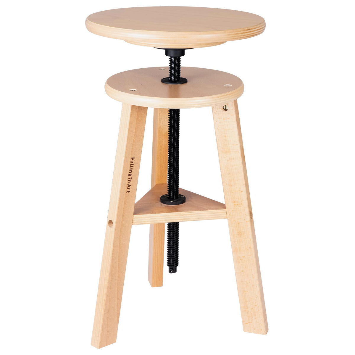 Falling in Art 19" to 26" High Wooden Drafting Stool, Beechwood Artist Stool with Adjustable Height, Wood Stool Chair for Painting, Perfect for Artist Studio, Office and Home Use, Natural