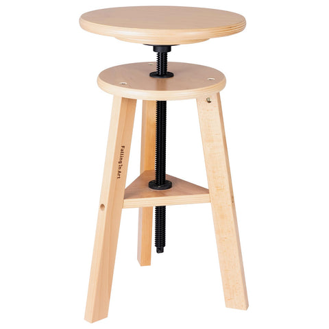 Falling in Art 19" to 26" High Wooden Drafting Stool, Beechwood Artist Stool with Adjustable Height, Wood Stool Chair for Painting, Perfect for Artist Studio, Office and Home Use, Natural