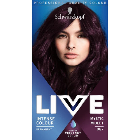 Schwarzkopf LIVE Intense Colour, Long Lasting Permanent Purple Hair Dye, With Built-In Vibrancy Serum, Up To 70% Grey Coverage, Mystic Violet 087