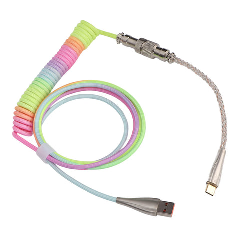 Haofy Gaming Keyboard Cable, Gradient Color Flush Keyboard Cord RGB Luminous Retractable USB C Interface for Office (Type 2)