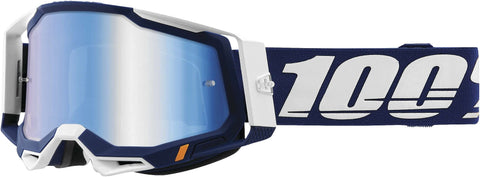 100% Racecraft 2 Mountain Bike & Motocross Goggles - MX and MTB Racing Protective Eyewear (CONCORDIA - Mirror Blue Lens)