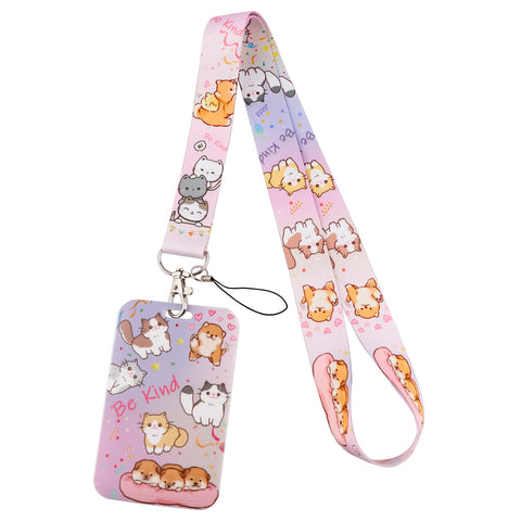Juanooo Cute Dogs & Cats Lanyard ID Card Holder for Women Girls Kids Aesthetic Preppy Key Lanyard for School Students & Nurse