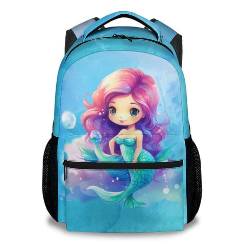 CUNEXTTIME Girls School Backpack - 17 Inch Blue Mermaid Backpacks - Cartoon Lightweight Durable Bookbag for Kids