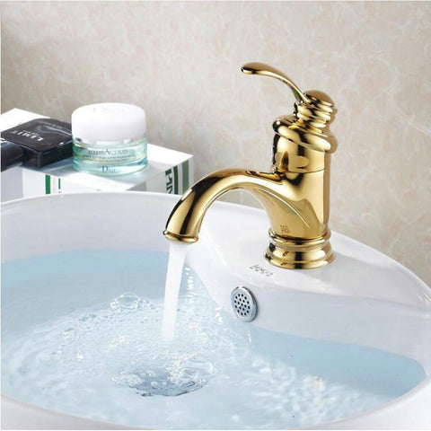 Bathroom Sink Taps Bathroom Faucet Golden Polished Brass Basin Sink Faucet Single Handle Water Taps