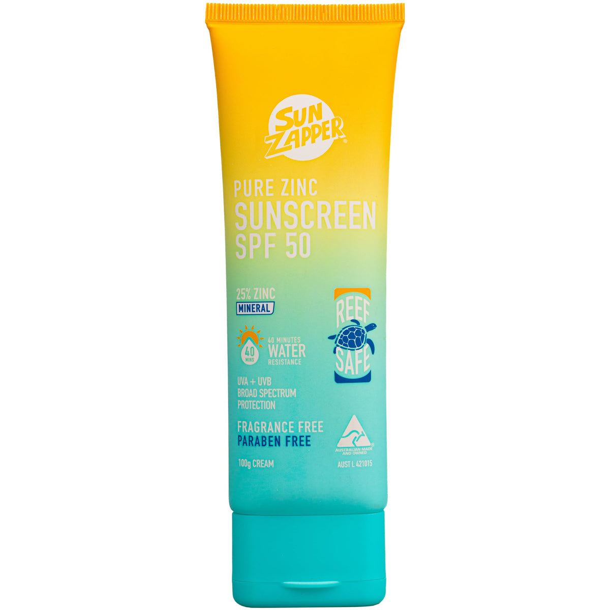 Sun Zapper Pure Zinc Sunscreen SPF 50 Reef Safe Mineral Zinc 100g