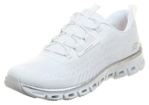 Skechers Women's Glide-Step-Align Sneaker, White/Silver, 6