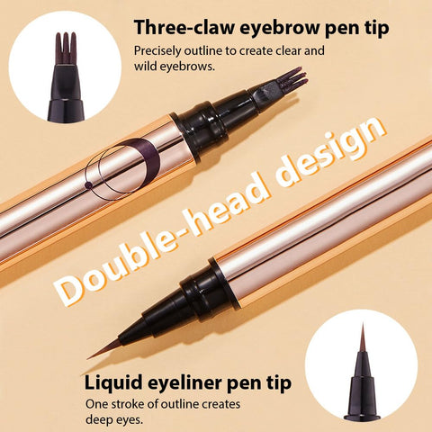 3D Eyebrow Pencil Microblading Pen - 2-in-1 Dual-Ended Eye Makeup Micro 3 Point Brow Pen Lift & Snatch Eyebrow Pen Kits Long-Lasting Waterproof Natural Eyebrow Hair (1Pcs 02# brown)