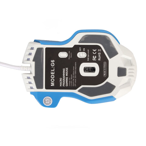 Naroote Programmable Mouse,10 Button Gaming Mouse Macro Programmable 13 RGB Lighting Modes 6 Speed 12800dpi Wired RGB Gaming Mice for Pc Laptop Gaming (White)