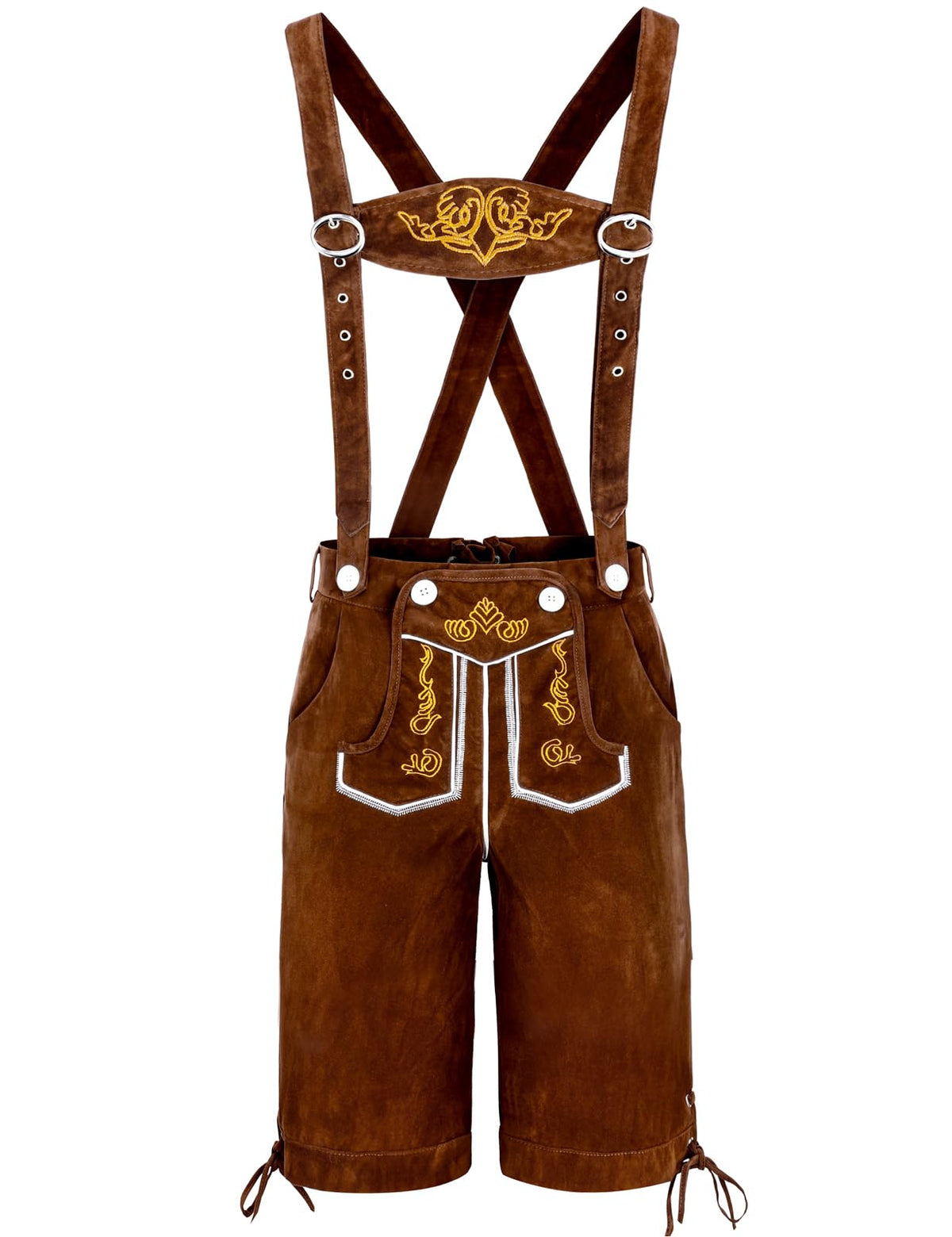 COSAVOROCK German Oktoberfest Outfit Mens Bavarian Lederhosen Costume Brown 52