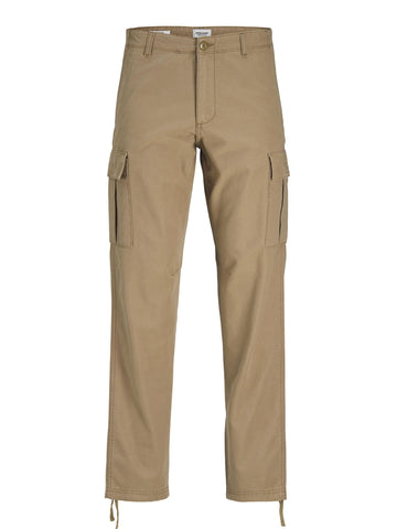 JACK & JONES Mens Cargo Combat Trouser Relaxed Fit Button Fastening Pants for Men UK, Elmwood- 28W / 30L