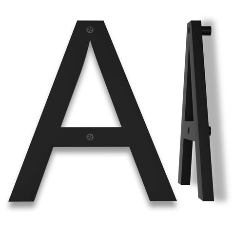 10 inch Modern Floating House Letter for Outside, Large Black Home Letter with Nails Kit & Template, Easy to Be Mounted for Exterior House Address, Garage Gate, Street, Farmhouse, Big Letter (A)