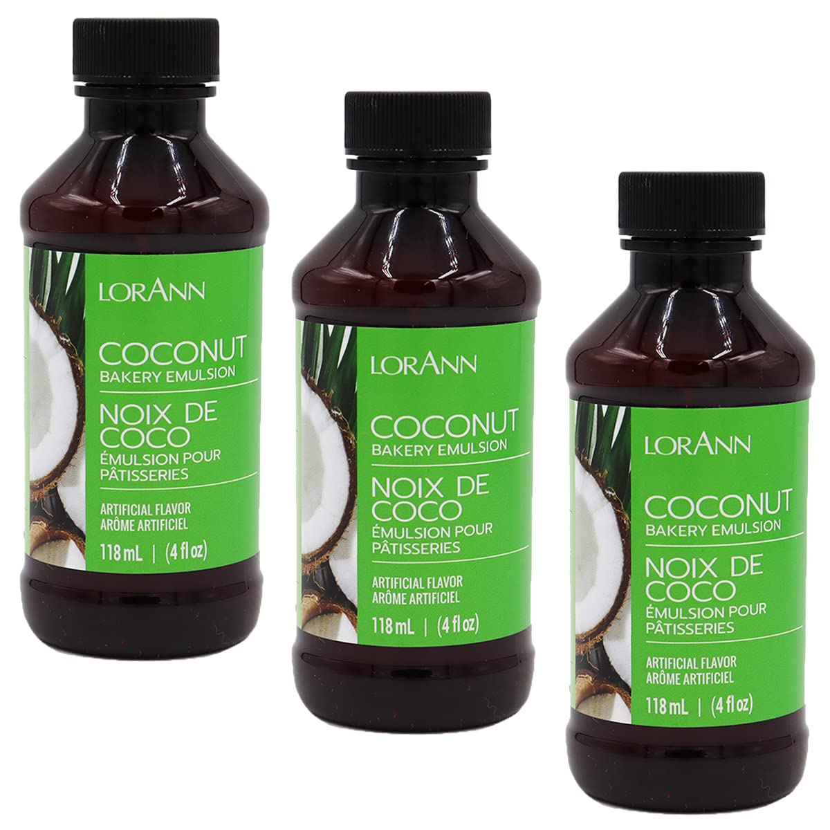 LorAnn Coconut Bakery Emulsion, 4 ounce bottle - 3 Pack