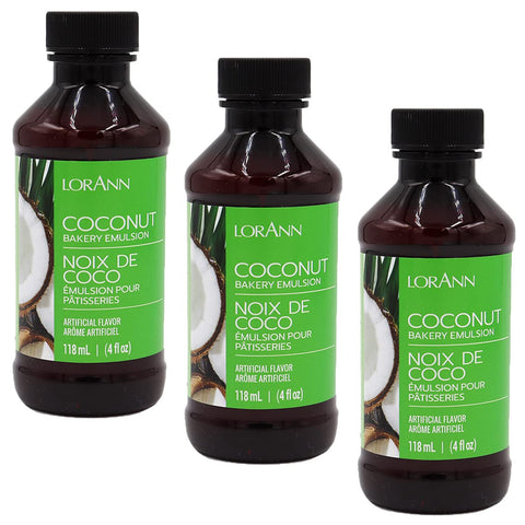 LorAnn Coconut Bakery Emulsion, 4 ounce bottle - 3 Pack