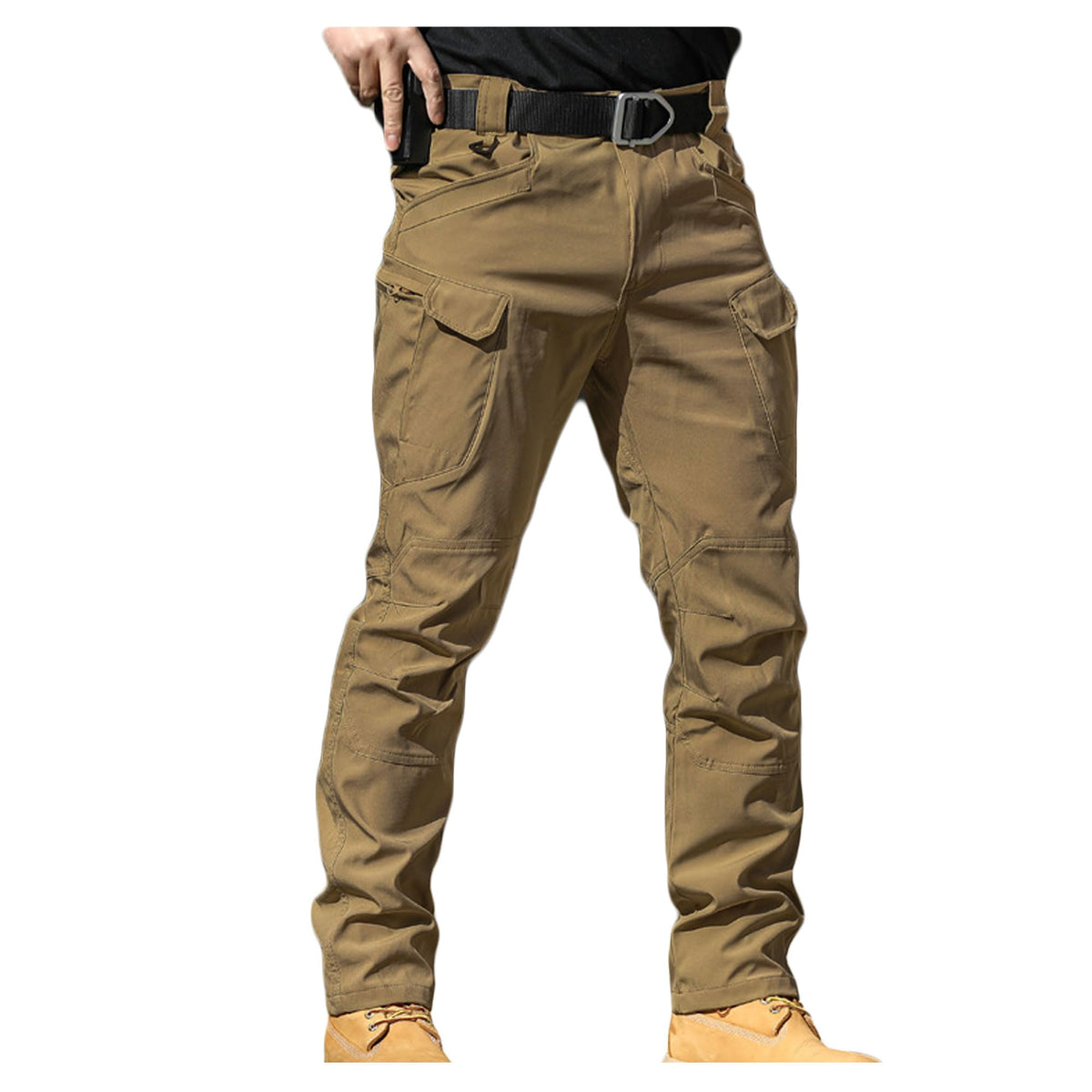 Bestgift Outdoor Pants Casual Straight Leg Cargo Pants Men's Long Pants Brown IX7 L