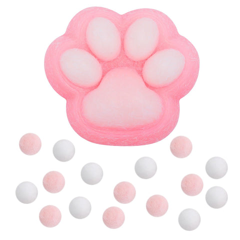 PEUTIER Cat Paw Squeeze Squishy Toys, Plastic Taba Soft Cat Paw with 10 Mini Balls Novelty Kawaii Jelly Cute Kitty Paw Soft Stress Relaxing Animals Fidget Toys for Kids Teenagers Adults (Pink)