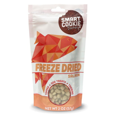 Smart Cookie Freeze Dried Salmon Bites - Single Ingredient Freeze Dried Salmon Treats for Dogs - Wild Caught Alaskan Salmon Dog Training Treats & Dog Food Topper - Made in USA - 2oz Bag, 1 Pack
