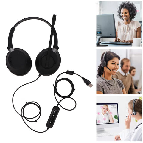 Gaming Headphones, Loud Clear Sound USB PC Game Headset Low Distortion for Call Centers