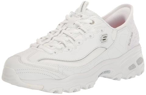 Skechers Sport Women's Women's D'Lites New Scene Hands Free Slip-Ins Sneaker, White/Silver, 5
