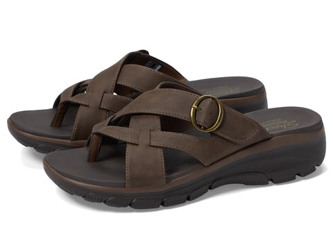 Skechers Women's Easy Going-Sundown Flip-Flop, Chocolate, 11