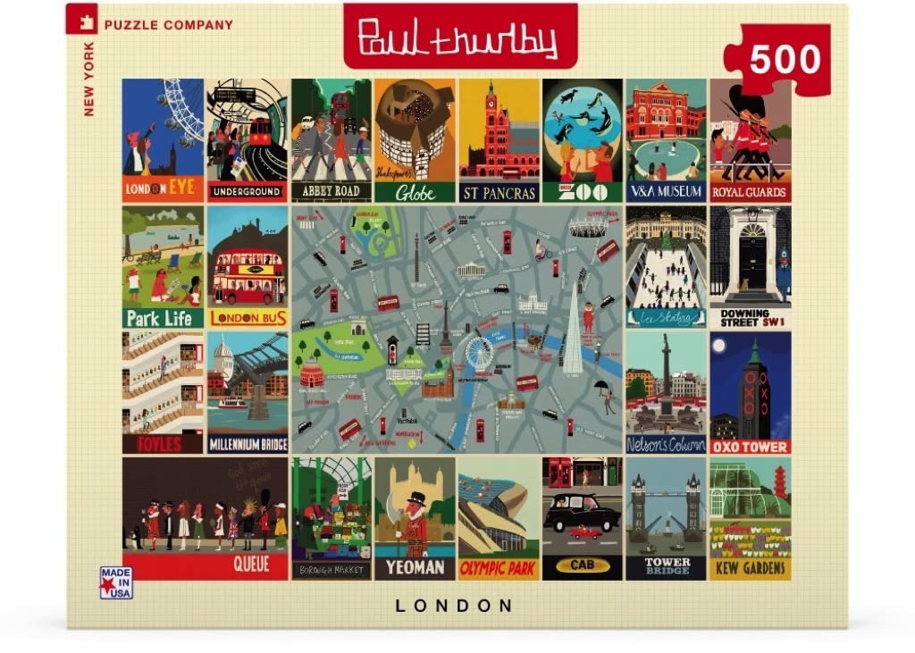 New York Puzzle Company - Paul Thurlby London Collage - 500 Piece Jigsaw Puzzle