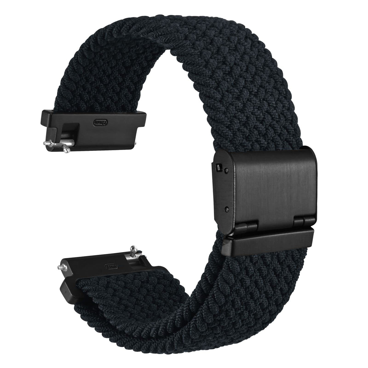 WOCCI 21mm Braided Nylon Watch Strap for Men and Women, Quick Release, Black Stainless Steel Buckle (Black)