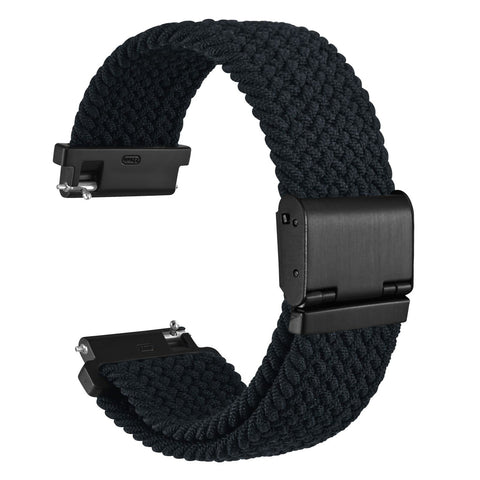 WOCCI 21mm Braided Nylon Watch Strap for Men and Women, Quick Release, Black Stainless Steel Buckle (Black)