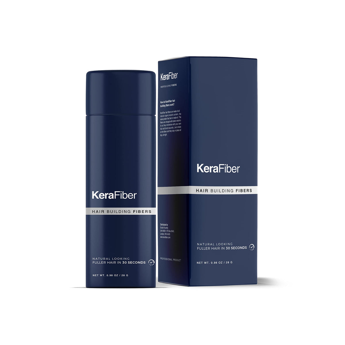 Hair Fibres Dark Brown by KeraFiber Professional-Natural Keratin Hair Building Fibres for Men and Women, Full Head of Hair in 30 Seconds