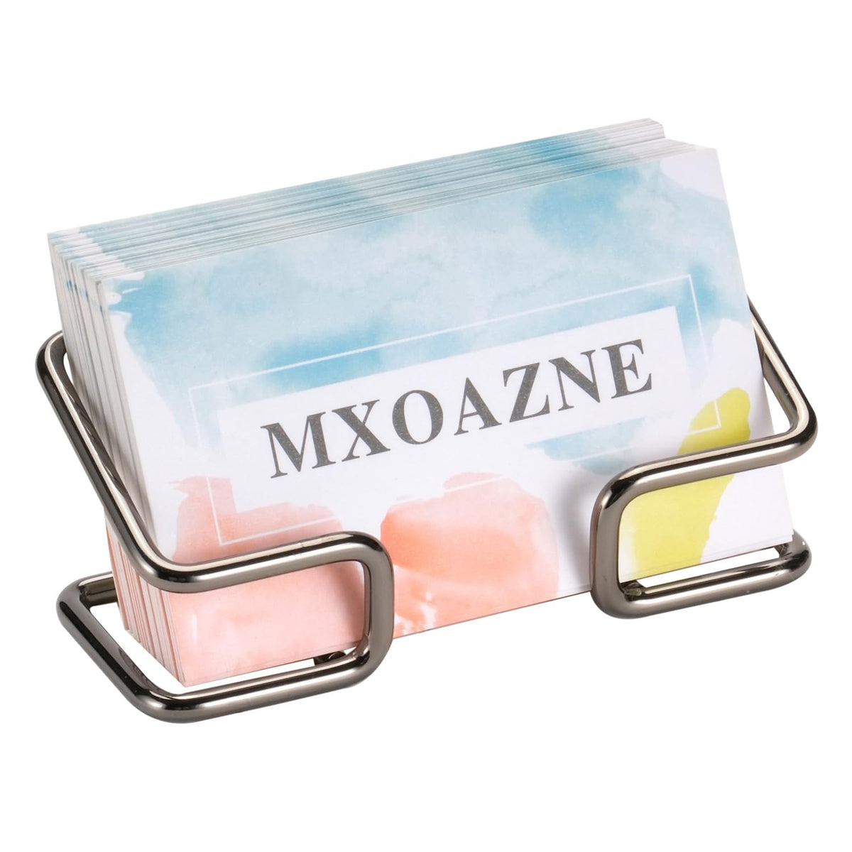 MXOAZNE Business Card Holder for Desk, Metal Business Card Holder Display, Desktop Business Card Stands, 1 Pack, Black