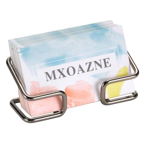 MXOAZNE Business Card Holder for Desk, Metal Business Card Holder Display, Desktop Business Card Stands, 1 Pack, Black