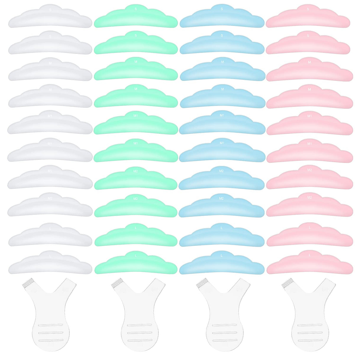 Vesaneae 20 Pairs Eyelash Perm Silicone Pad with Y Shape,Lash Perm Kit,Silicone Eyelash Perming Tool Set,Eyelash Perming Curler Perm Pad,Mini Eyelash Perming Set,5 Sizes S/M/M1/M2/L