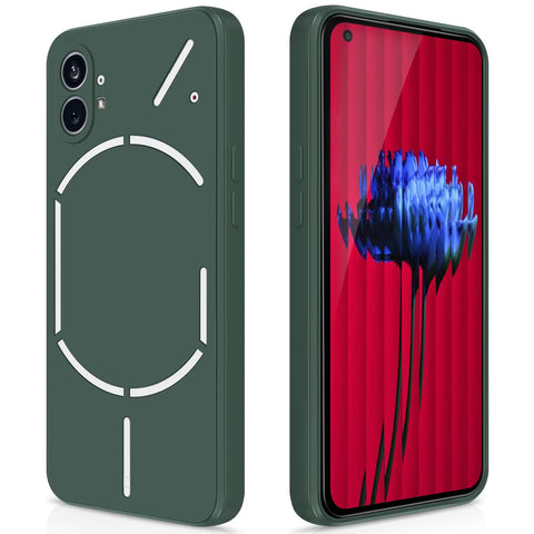 GiiYoon Case Compatible with Nothing Phone 1, Silky-Soft Touch Full-Body Protective Phone Silicone Case, Shockproof Cover with Microfiber Lining, Green
