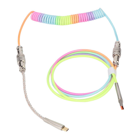 Dpofirs RGB Coiled Keyboard Cable, USB C Cable for Gaming Keyboard, Custom Keyboard Cable Type C Detachable Mechanical Gaming Keyboard Cable for Mechanical Gaming Keyboards, Gifts for