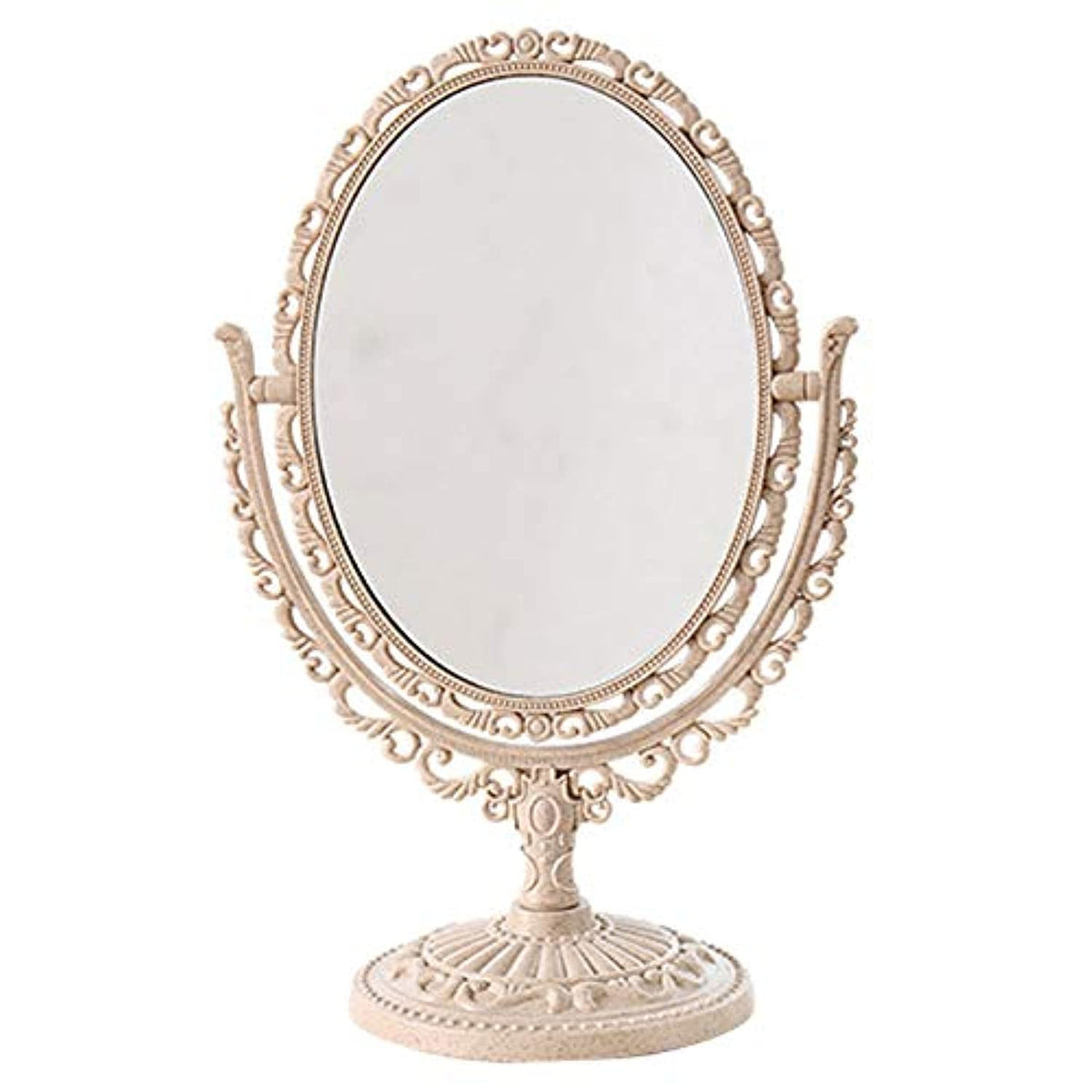 Iamagie Makeup Mirror Vanity Cosmetic Magnifying Mirror Double-Sided Oval Mirror for Home Bedroom Bathroom 360 Degree Swivel Rotation with Elegant Countertop Stand European Style Non-Slip Base