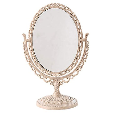 Iamagie Makeup Mirror Vanity Cosmetic Magnifying Mirror Double-Sided Oval Mirror for Home Bedroom Bathroom 360 Degree Swivel Rotation with Elegant Countertop Stand European Style Non-Slip Base