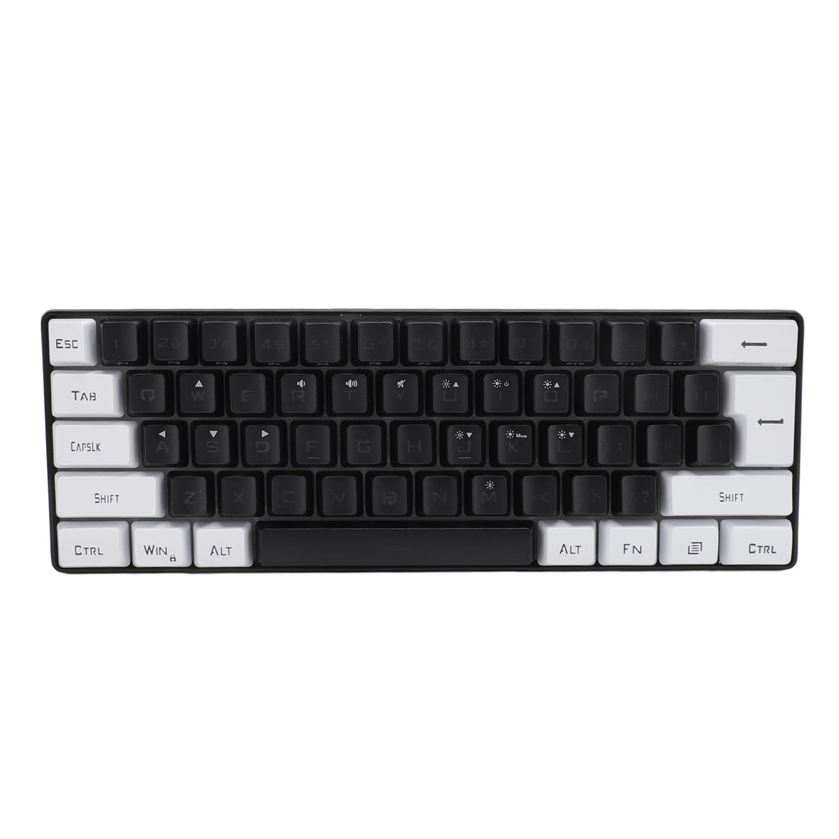 Gaming Keyboard, Wired Ergonomic Keyboard 61 Keys Contrast Color for Family (Black and White)