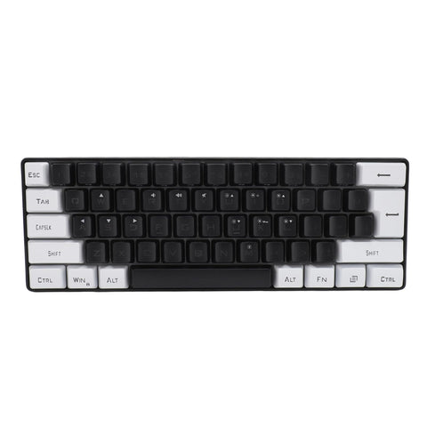 Gaming Keyboard, Wired Ergonomic Keyboard 61 Keys Contrast Color for Family (Black and White)