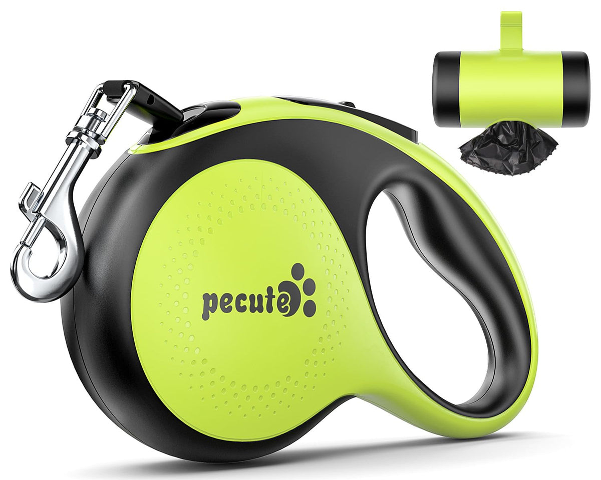 pecute Retractable Dog Leash with Poo Bag Holder, 8m/26.2ft Dog Leash with 360ÃƒÆ’Ã†â€™ÃƒÂ¢Ã¢â€šÂ¬Ã…Â¡ÃƒÆ’Ã¢â‚¬Å¡Ãƒâ€šÃ‚Â° Tangle-Free Extended Leash, Anti-Slip Handle and Quick Brake Button, Suitable for Dogs Up to 110lbs/50kg in Weight