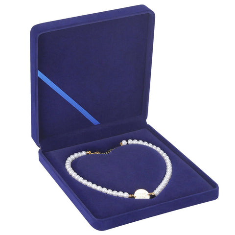 LETURE Velvet Jewelry Set Box, Velvet Gift Box for Bracelet Necklace Earring Ring (Blue Style2)