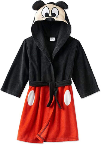 Disney Boys' Toddler Mickey Mouse Luxe Plush Robe, Black/Red, 4T