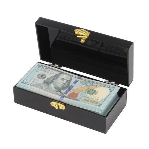 YINSHCO Black Acrylic Lockable Cash Box, Cash Organizer Money Holder, Single Row Currency Organizer Tray, Money Storage Box with Lockable Cover Money Container for Cash Storage Saving Collector