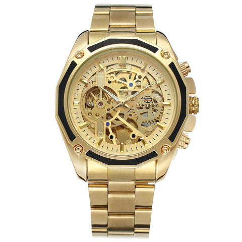 KUANDARMX Fashion Automatic Mechanical Watch Men's Watch Stainless Steel Metal Strap Men Casual Business Dress Gents Wristwatch Mineral Tempered Glass Mirror Boutique Packaging Gift, A